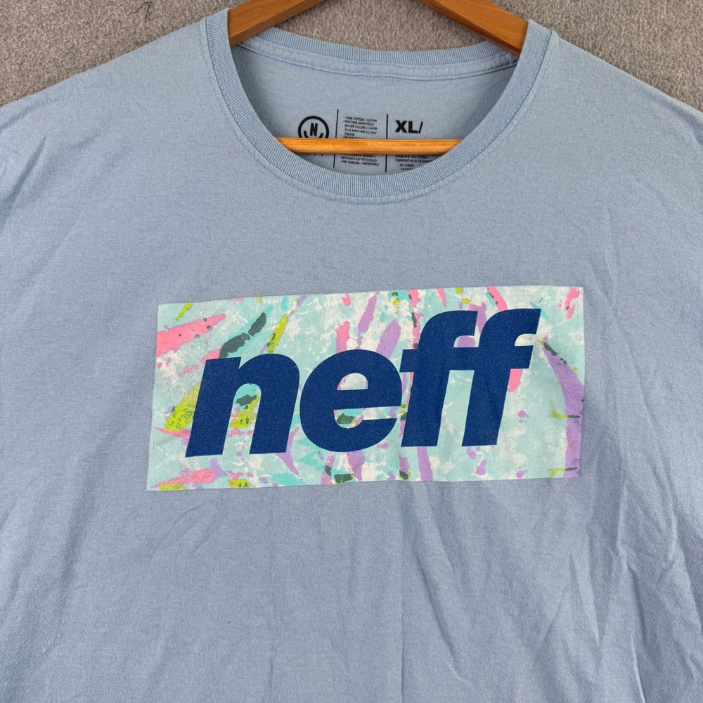 Neff T-Shirt Mens XL Blue Graphic Logo Short Sleeve Skate Streetwear Tee